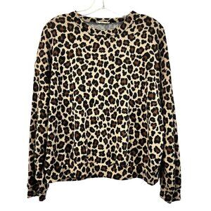 Dee Elly Women’s Long Sleeve Leopard Print Pullover Sweater Crew Neck S